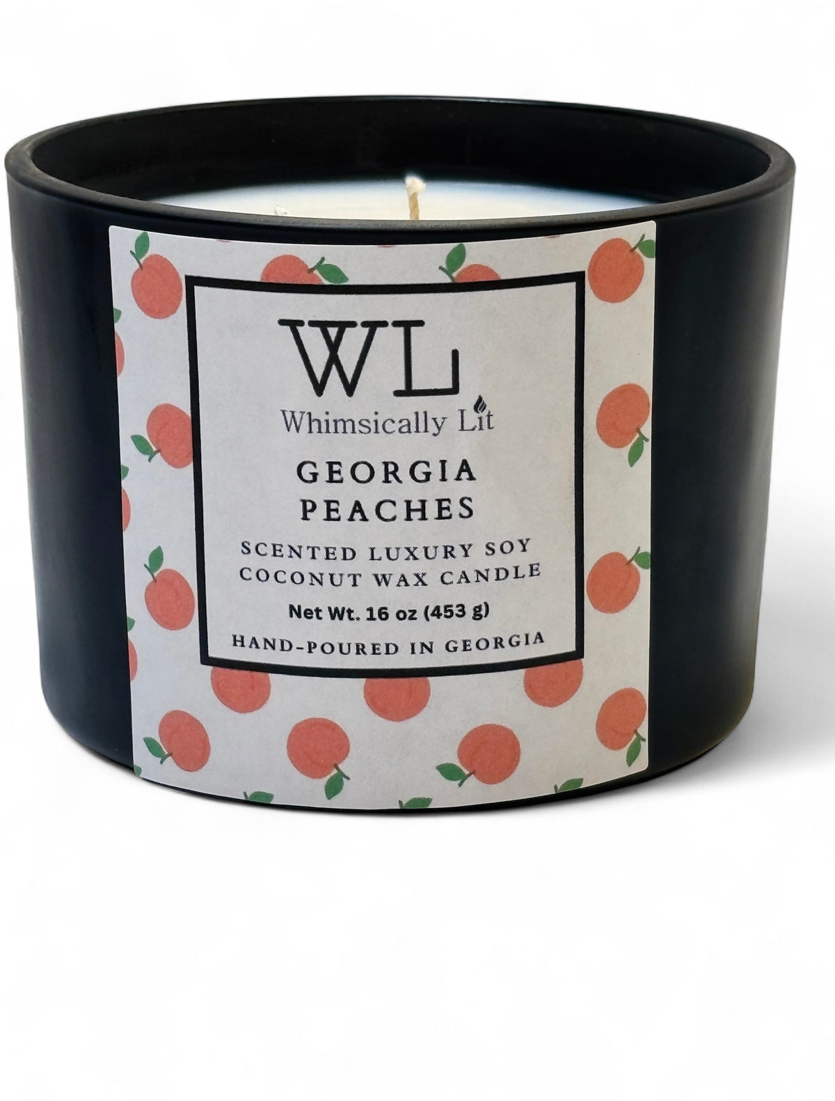 Whimsically Lit Georgia Peaches 3 Wick Coconut Soy Candle