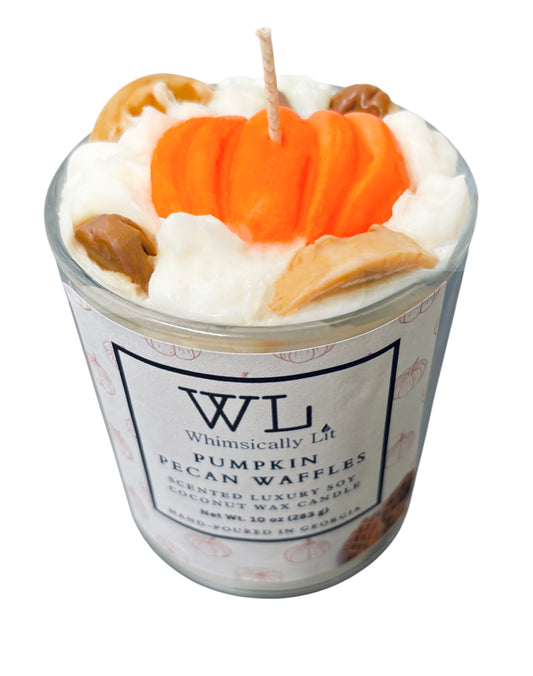 Whimsically Lit Pumpkin Pecan Waffles Single Wick Coconut Soy Candle
