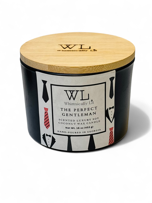 Whimsically Lit The Perfect Gentleman 3 Wick Coconut Soy Candle