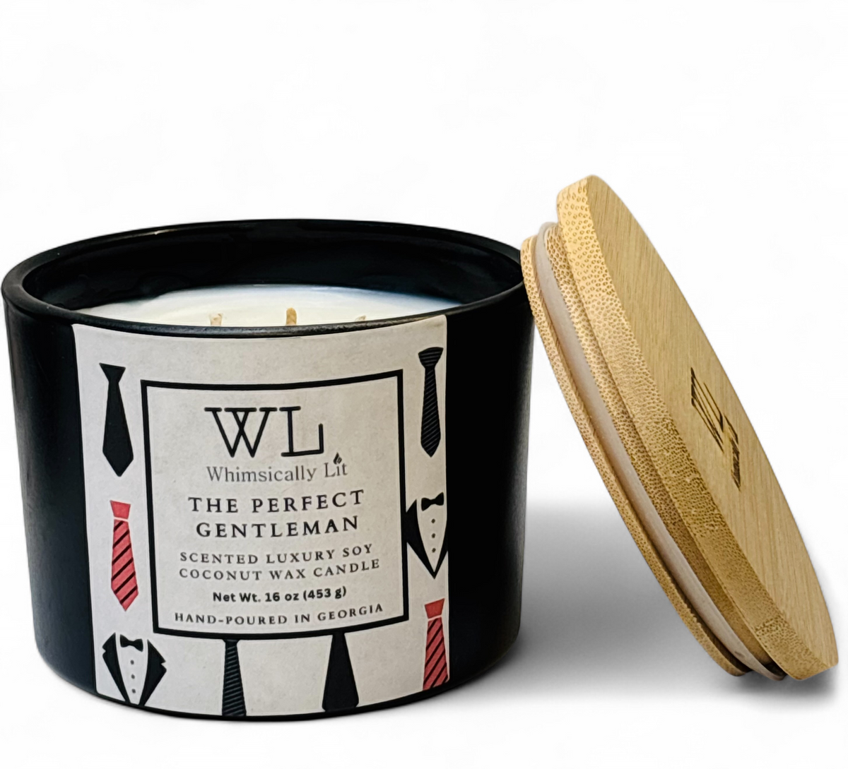 Whimsically Lit The Perfect Gentleman 3 Wick Coconut Soy Candle