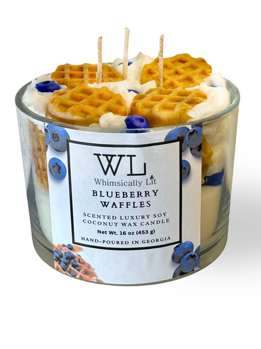 Whimsically Lit Blueberry Waffles 3 Wick Coconut Soy Candle